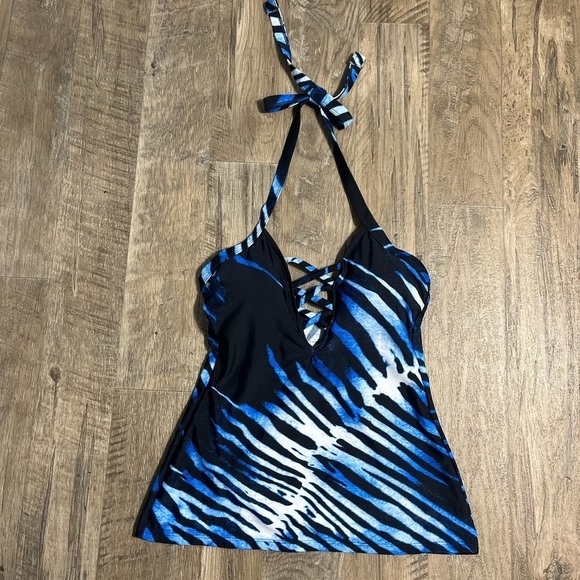 NWOT RACHEL Rachel Roy Lace-Up Halter Tankini Top - Picture 2 of 7
